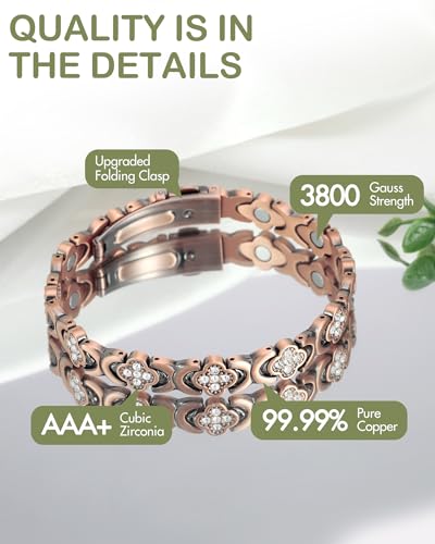 Feraco Pure Copper Bracelets for Women, Ultra Strength Magnetic Bracelet