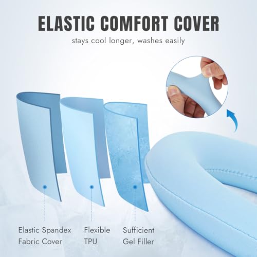2PCS Neck Cooling Tube with Cover - Reusable Neck Ice Ring, Blue | Cooling Wrap for Hot Weather, Gentle Cooling Relief, No More Condensation or Frostbite, for Indoor & Outdoor