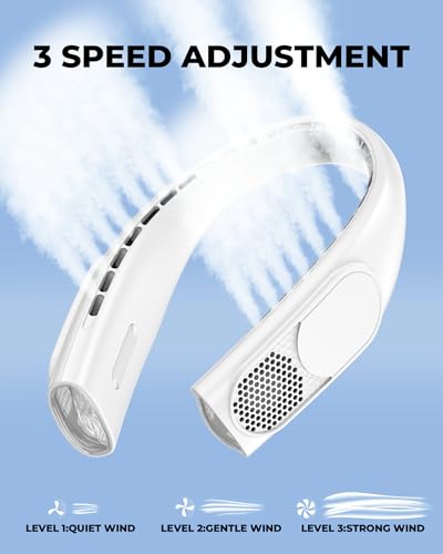 GOTOTO Portable Neck Fans that Blow Cold Air, Wearable Bladeless Neck Fan | Rechargeable 360° Personal Fan Neck Cooler, 3-Speed, LED Display, 4000mAh, Type C, Travel, Outdoor, Birthday Gift for Women