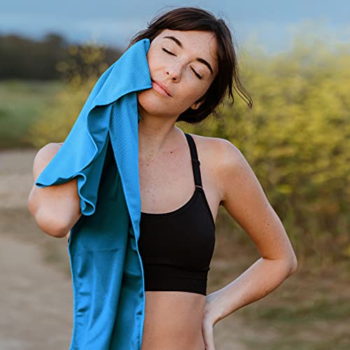 Hero Cooling Towel for Travel, Hiking, Sports, Yoga (2-Pack) Ultra Soft Microfiber 40" x 12" (Pink/Blue)