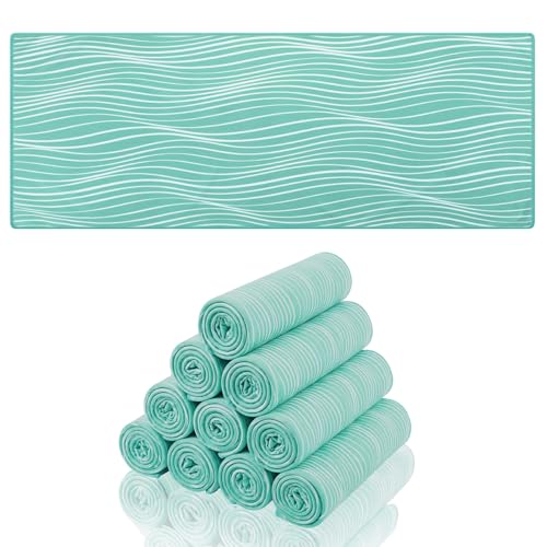 Redbaker 12 Pack Cooling Towels, Summer Wave Style, 12 x 32 in Breathable Soft Cooling Towels Bulk for Neck and Face Microfiber Ice Rags for Gym Yoga Golf Sport Running (Blue)