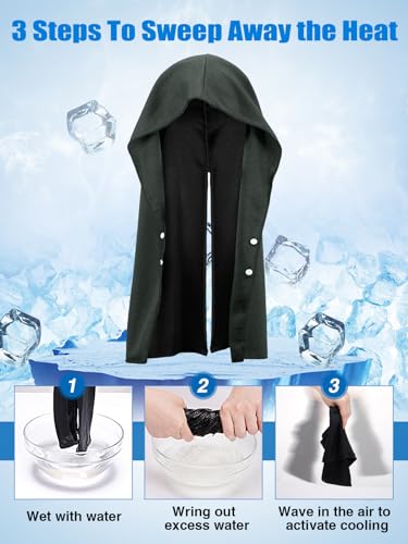 Acostop 4 Pcs Cooling Hoodie Towels for Neck and Face, Absorbent&Quick-Dry | Cooling Towel with Anti-Slip Snaps, Evaporative Cool & UPF 50 Sun Protection Wraps in Hot Weather Outdoor Sports