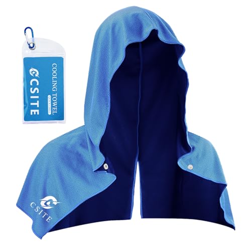 CSITE Cooling Hoodie Towels, Instant Cooling Towels for Neck and Face, UPF 50 Sun Protection, Ice Towel for Hot Weather, Head Towel for Sports, Camping, Cycling & More Activities