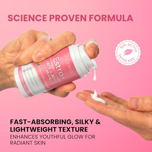 Estro+ Face Cream for Woman | Bioidentical Hormone Support & Synthetic Estriol Free Skin Hydration | For PMS & Menopausal Comfort & Skin Firmness – 4.23 oz (3 Month Supply)