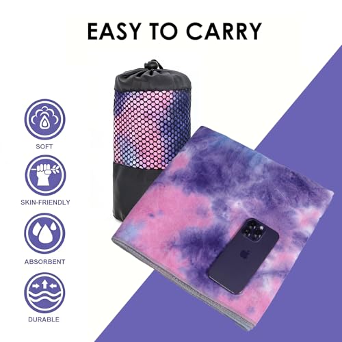 3 Pack Yoga Towel, Hot Yoga Mat Towel, Hot Yoga Towel with Grip Dots Sweat | Non-Slip Hot Yoga Towel Set, Absorbent Non-Slip, Pilates and Workout Lightweight Travel-Friendly 24" x72"