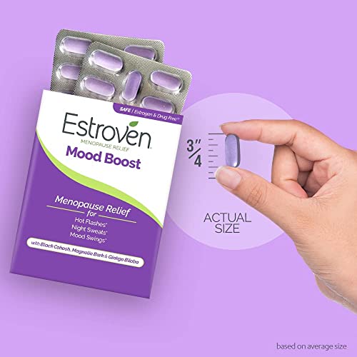 Estroven Mood Boost for Menopause Relief Supplement for Women, 30 Count | Made to Help Manage Mood Swings, Reduce Hot Flashes & Night Sweats*, Perimenopause Support, Drug-free, Hormone-free