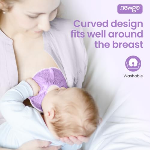 NEWGO Breast Ice Pack, Hot/Cold Therapy for Nursing & Engorgement, 2 Pack | Double-sided Material, Reusable Ice Pack for Breastfeeding, and Post-surgery Comfort, Soothing Relief