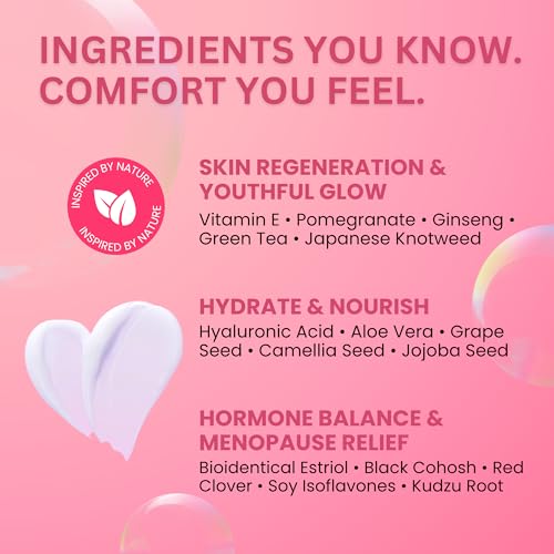 Estro+ Face Cream for Woman | Bioidentical Hormone Support & Synthetic Estriol Free Skin Hydration | For PMS & Menopausal Comfort & Skin Firmness – 4.23 oz (3 Month Supply)