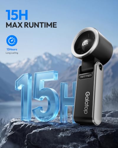 Gaiatop Portable Handheld Turbo Fan, 15 Hrs Cooling, 180° Foldable 4-in-1 Hand Held Fans, 6-Speed (1-100) Personal Mini Handheld Fans, Small Portable Fan for Travel, Working, Outdoor Women Gifts Black
