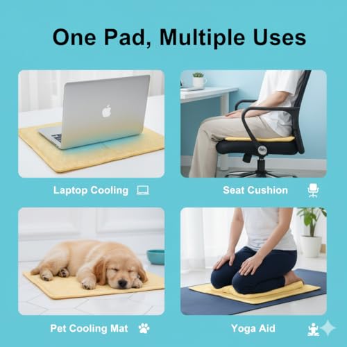 Cooling Gel Pad for Sleep, Instant Relief for Hot Flashes, Night Sweats - Cold Compress Comfort Pillow Cooler for Adults