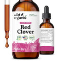 Wild & Organic Red Clover Herb Drops - Menopause Supplements Women - 2 oz | Women's Support - Red Clover Tincture - Add to Tea Herbal Drops - Liquid Blossoms Extract - No Sugar & Alcohol-Free