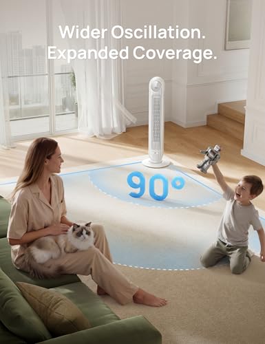 DREO Tower Fan for Bedroom, 28ft/s Velocity, Ultra Quiet Fan, 8 Speeds