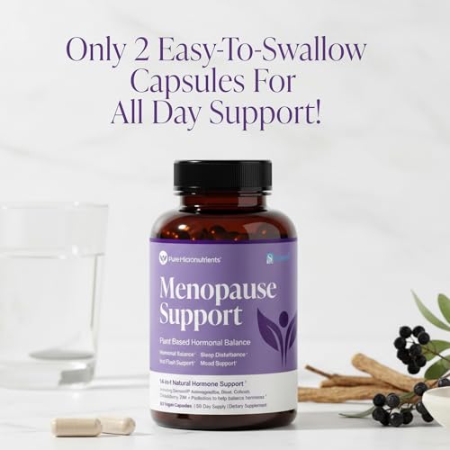 Menopause Supplements for Women, Hot Flashes & Night Sweats, 60 Count | Sensoril Ashwagandha, DIM, chaste berry & black cohosh support natural hormone balance, sleep & mood