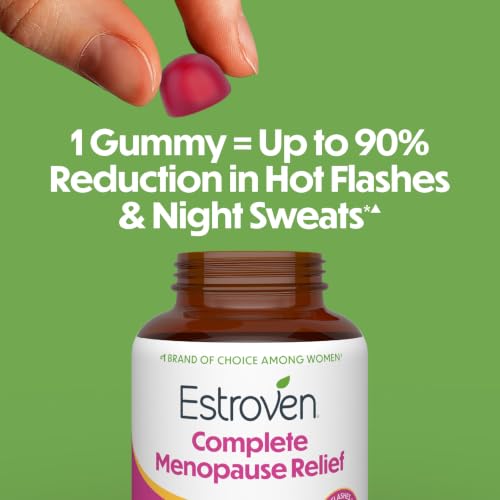 Estroven Complete Gummies Menopause Relief Supplement for Women, 30 Count | Mango Passionfruit, Hot Flash & Night Sweat Relief*, Perimenopause Support Hormone-free, Drug-free Rhapontic Rhubarb, 1 Daily