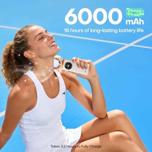 6000mAh Portable Handheld Fan with Ice Cooling, 199 Levels Stepless Speed, 20H Long Battery Life, 20000RPM Turbo Fan Rechargeable Personal Mini Fan for Travel, Outdoor, Makeup