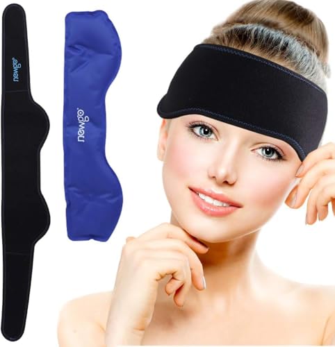 NEWGO Headache Ice Pack, Adjustable Head Wrap for Migraines, FSA Eligible | Reusable Hot and Cold Pack, Head Ice Wrap for Sinus Pain, Chemo Discomfort, Hot Flash Relief, Gift for Mom or Her