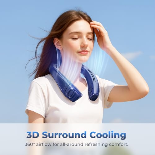 Neck Fan Personal Portable, Neck Air Conditioner Fans That Blow Cold Air, Ergonomic Neck Fan with Cooling Plate, Type-C Rechargeable Wearable 3 Modes Gifts for Men Women Outdoor Indoor Travel