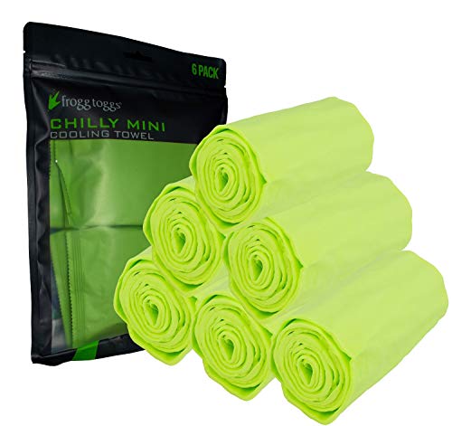 FROGG TOGGS Chilly Mini Cooling Neck Towel, 6 Pack | Evaporative technology continues cooling for hours, reusable design, machine washable