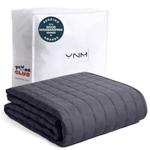 YnM 15lbs Weighted Blanket for Adults, 48x72 Inches, Dark Grey