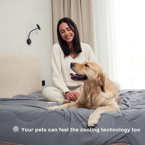 Cooling Comforter King Size, Cool Blanket for Hot Sleepers,104x90 | Arc-Chill Q-Max >0.45 cooling comforter wicks moisture for night sweats. Silky soft, breathable summer blanket for AC sleep.