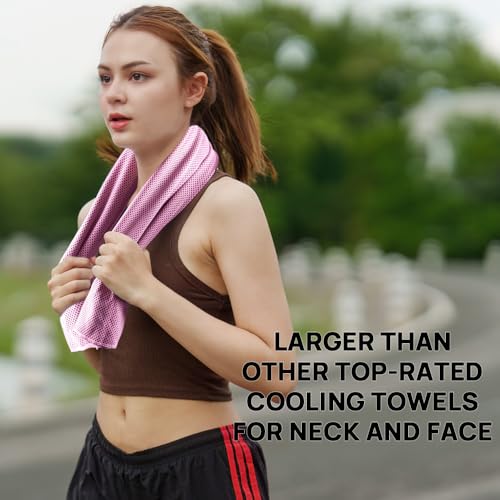 JBM Cooling Towel (40"x12") with Carabiner Clip | Quick dry ice towel for neck and face, breathable soft microfiber towel for sports, camping, beach and outdoor activities