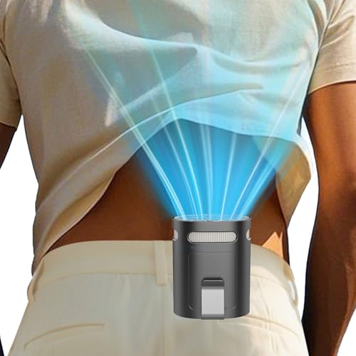 Waist Fan Clip on-Mini Lightweight Portable Fans Rechargeable Under Shirt Belt Pants Body Fans that Blow Cold Air,Waistband Cooling Fan,Powerful Small Personal Hanging Neck Cooler AC Travel Black