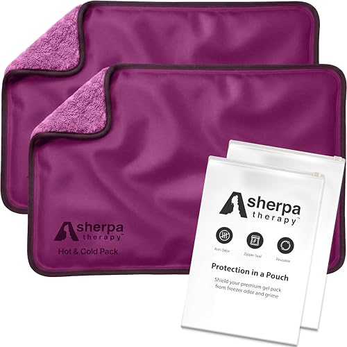Flexible Hot and Cold Gel Pack Medium 8" x 12", 2 Pack | Reusable soft gel ice pack for injuries, muscle recovery, dual-sided plush, medical grade for ankle, arm, foot, leg, purple