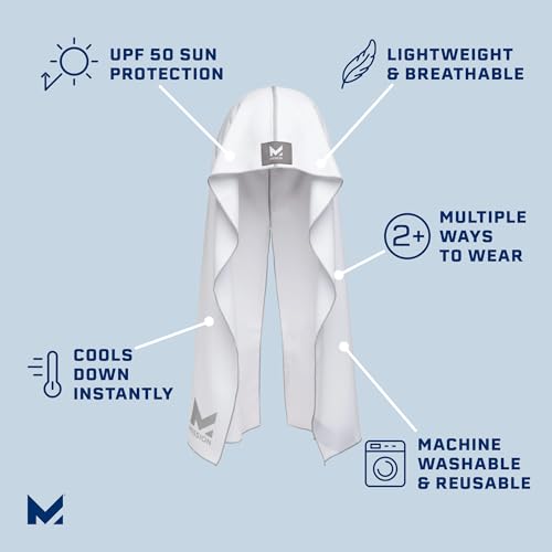 MISSION Cooling Hoodie Towel, Evaporative Cool Technology, Cools Instantly When Wet, UPF 50 Sun Protection, Contours Your Head to Stay in Place, Great for Sports, Fitness, Gym