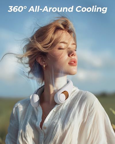 Neck Fan, Personal Fan with LED Display, USB-C Rechargeable, 4000mAh-Battery, 3-Speed Adjustment & Whisper-Quiet Operation, Perfect for Home, Travel, Sports