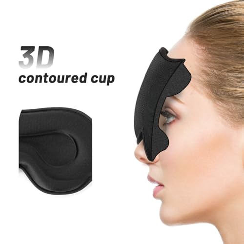 Erkekler ve Kadınlar için Uyku Maskesi, Yan Yatanlar için 3D Karartma Göz Maskesi, Siyah