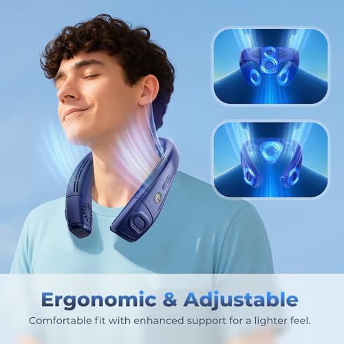 Neck Fan Personal Portable, Neck Air Conditioner Fans That Blow Cold Air, Ergonomic Neck Fan with Cooling Plate, Type-C Rechargeable Wearable 3 Modes Gifts for Men Women Outdoor Indoor Travel