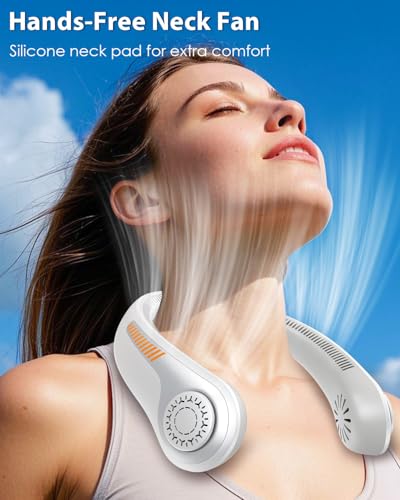 Portable Neck Fan Rechargeable Wearable Personal Fan Blow Cold Air, 5 Speeds, USB Battery, Neck Cooler with Neckbrace, Gift for Men Women, Sports, Gardening, Home, Outdoors, Travel, Camping