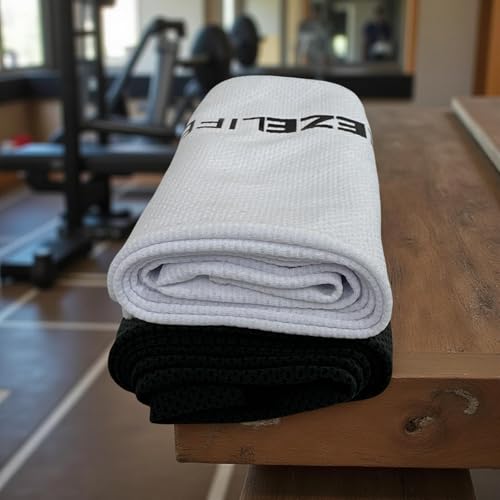 Cool WRAP Microfiber Cooling Towels for Hot Weather, Cooling Neck Wraps, Instant Relief Sports Towel for Athletes, Running, Yoga, Workout, Golf, Biking, 2 Pack (Black, White)