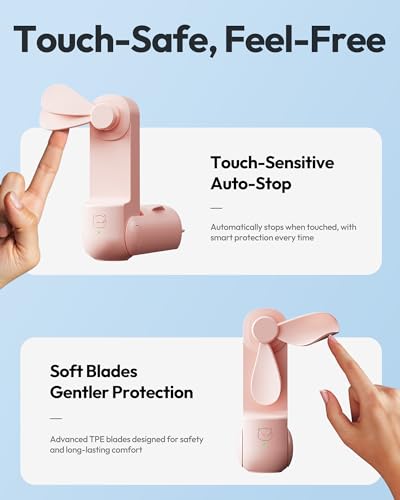 Gaiatop Portable Handheld Fan, 3 in 1 Mini Fan Handheld [17h Max Cooling], Foldable Personal Fans Pocket Design, USB Travel Fans Portable, Lash Trip Summer Essential Cute Gifts for Women Girl, Pink