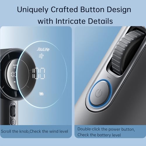 JISULIFE Portable Fan Pro 2026, 40Hrs Max Cooling Personal Handheld Fan | Metal Shell, LED Display, 9600RPM Powerful, 5000mAh Battery, Travel Essentials Gifts for Women, Men(Dark Gray)