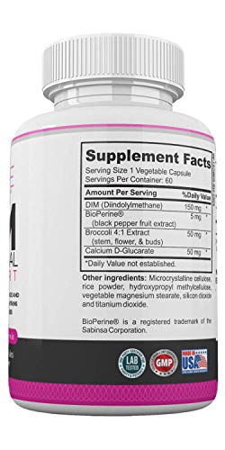 DIM Supplement for Women 150mg - Hormone Balance Support Complex by LadyMe (60 Capsules)