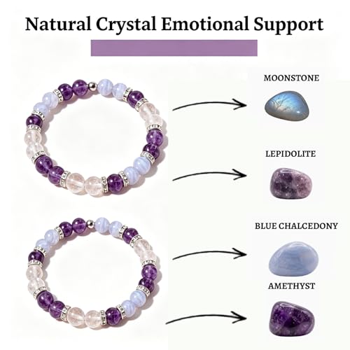 Menopause Bracelet for Women - Natural Crystal Elastic Bracelet, Hot Flashes & Anxiety Relief, Calming Balance Bracelet for Menopause's Support, Hormone Balance Jewelry Gift for Her