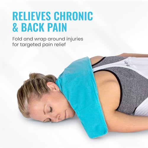 Reusable Cold Pack with Fabric Cover - Standard 7 x 28 Inch, Blue | Flexible Clay Pack with Fabric Cover, Leak Resistant, Wrap Design for Back, Shoulders and Knees, Stays Cold Up to 45 Minutes