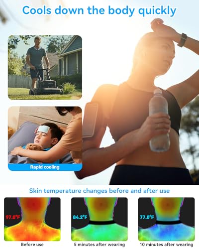Neck Cooling Tube Wraps Ice Ring Neck Cooler Personal Ice Pack Wrap for Hot Weather Gel Reusable Wearable Gel Cooling for Summer Heat Hot Flashes Freezer Below 64.4℉