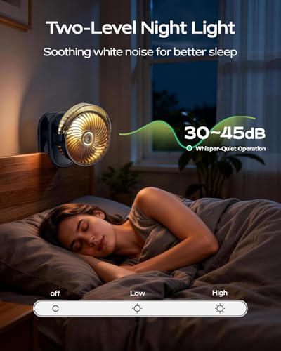 SWEETFULL Portable Misting Clip On Fan, USB-C Rechargeable Mini Personal Cooling Fan with 4 Speeds, 360° Rotatable, Quiet Cooling for Outdoor, Camping, Golf Cart, Travel, Stroller & Desk (Black)