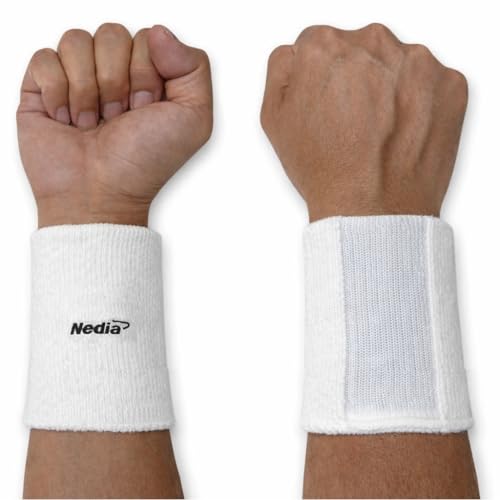 Nedia Cooling Wristbands Cotton Sweatband for Men and Women, Ice Gel Pack Inserts Keeps You Cool in Hot Weather Play, Sweat Absorbing Athletic Terry Cloth, for Tennis, Basketball, Running, More