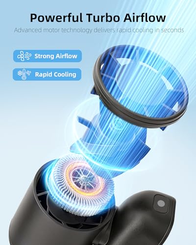 FrSara Portable Neck Fan that Blows Cold Air Rechargeable, Personal Battery Powered Cooling Device with USB TYPE-C, LED Display, Light, 3-Speed, 3000mAh, Ideal Present for Women, Men, Travel, Black