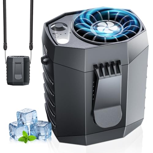 JKBOOM Portable Waist Fan, 9200RPM High Speed Wearable Fan, Mini Rechargeable Personal Fan for Jobsite & Outdoor, 25H Runtime, 25dB Quiet, Belt Fan with LED Flashlight for Men, Black