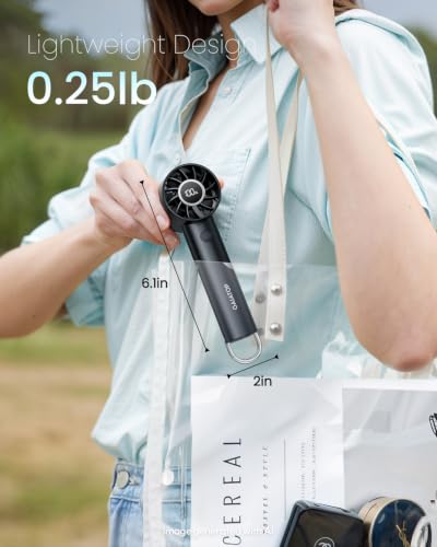 Gaiatop Portable Mini Fan, 3 Speed Handheld Fans with Power Display Flashlight, USB Rechargeable Battery, Lightweight Personal Cooling for Women Men Indoor Outdoor Travel Black