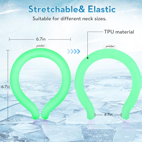 2PCS Neck CoolingTube, Reusable Ice Coolers Wearable Body CoolingProducts, Neck Coolers for HotWeather Relief for Hot Flashes and Summer (Green*2)