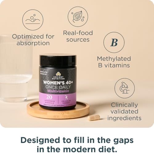 Ancient Nutrition Methylated Multivitamin for Women 40+, Once Daily