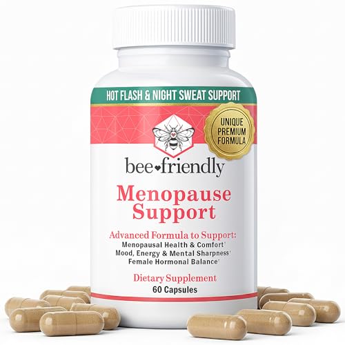 BeeFriendly® Menopause Supplements for Women, 60 Premium Capsules | Relief of Hot Flashes & Night Sweats, DIM, Black Cohosh, Ashwagandha KSM-66, Hormonal Balance Support