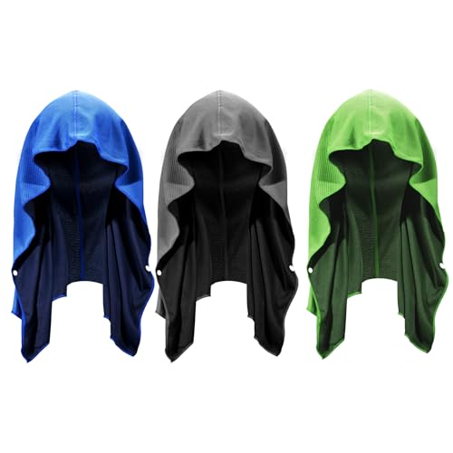 3 Pack Cooling Hoodie Towel, UPF 50 Sun Protection Cooling Towels for Neck and Face, Quick Drying Ice Towels for Hot Weather, Cooling Neck Wraps for Sport, Workout, Gym, Camping