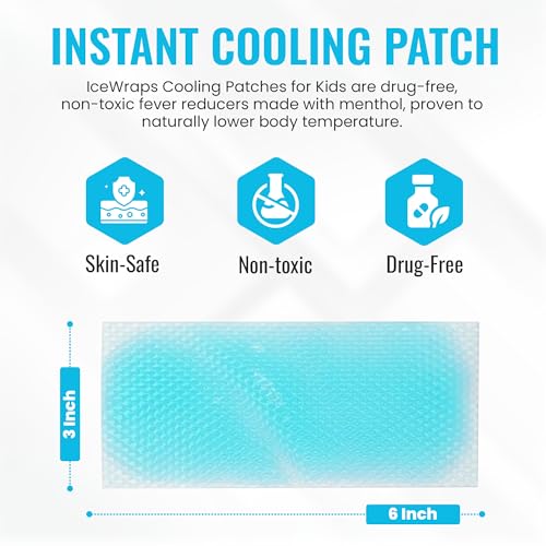 Cooling Patch for Kids & Adult - 8 Hours Cooling Comfort, 15 Pack | Non-Medicated Cold Patches with Skin-Friendly Materials, Cut-to-Fit Design, FSA-HSA Eligible, Portable and Ready to Use