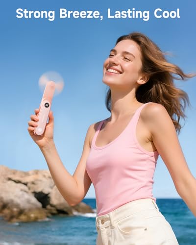 SWEETFULL Portable Handheld Mini Fan with LED Display, 3-in-1 Personal Foldable USB Rechargeable Hand Held Fan & Flashlight for Travel, Lash Eyelash, Cute Small Pocket for Women, Girls